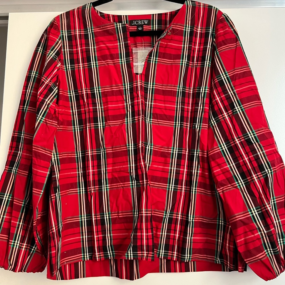 J. Crew Women's Red Plaid Blouse